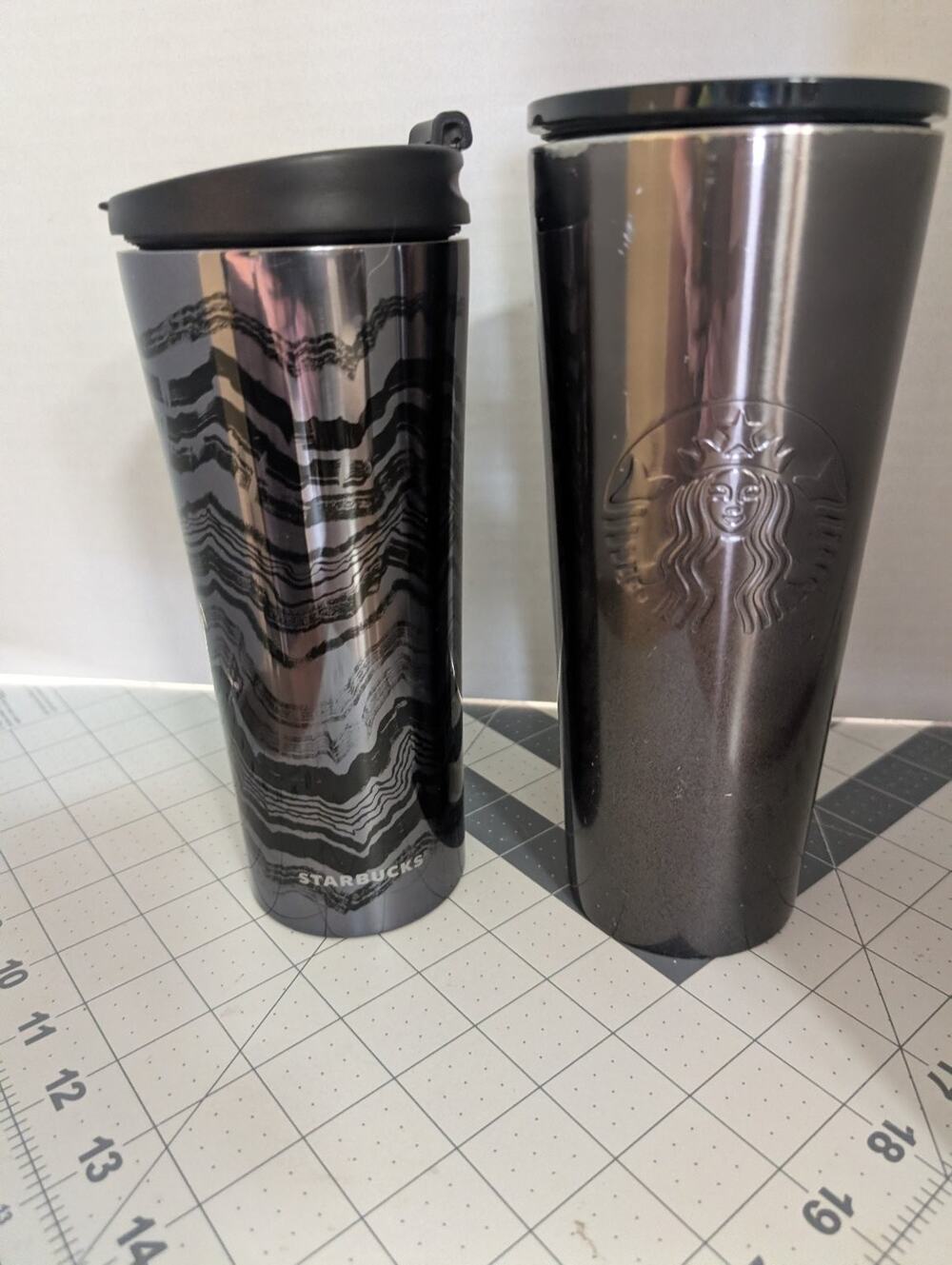 Starbucks Tumbler Set 16oz & 24oz Stainless Steel Travel Mugs Siren Wavy Pattern